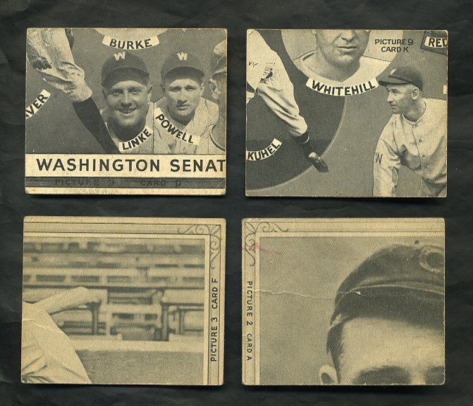 R321 1935 Goudey Puzzles Lot 4 Different Cards 2A 3F 9D 9K Dean Frisch