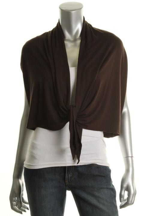 Karen Kane New Rustic Summer Brown Sleeveless Crop Coverlet Cardigan