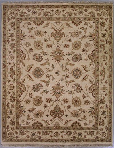 8x10 Ivory Gold Persian Kashan Oriental Hand Knotted Wool Area Rug