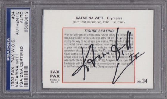 1993 Fax Pax Katarina Witt Signed Figure Skating Card PSA DNA Slabbed