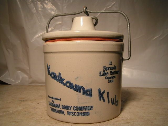 Vintage Kaukauna Klub Dairy Cheese Pottery Crocks