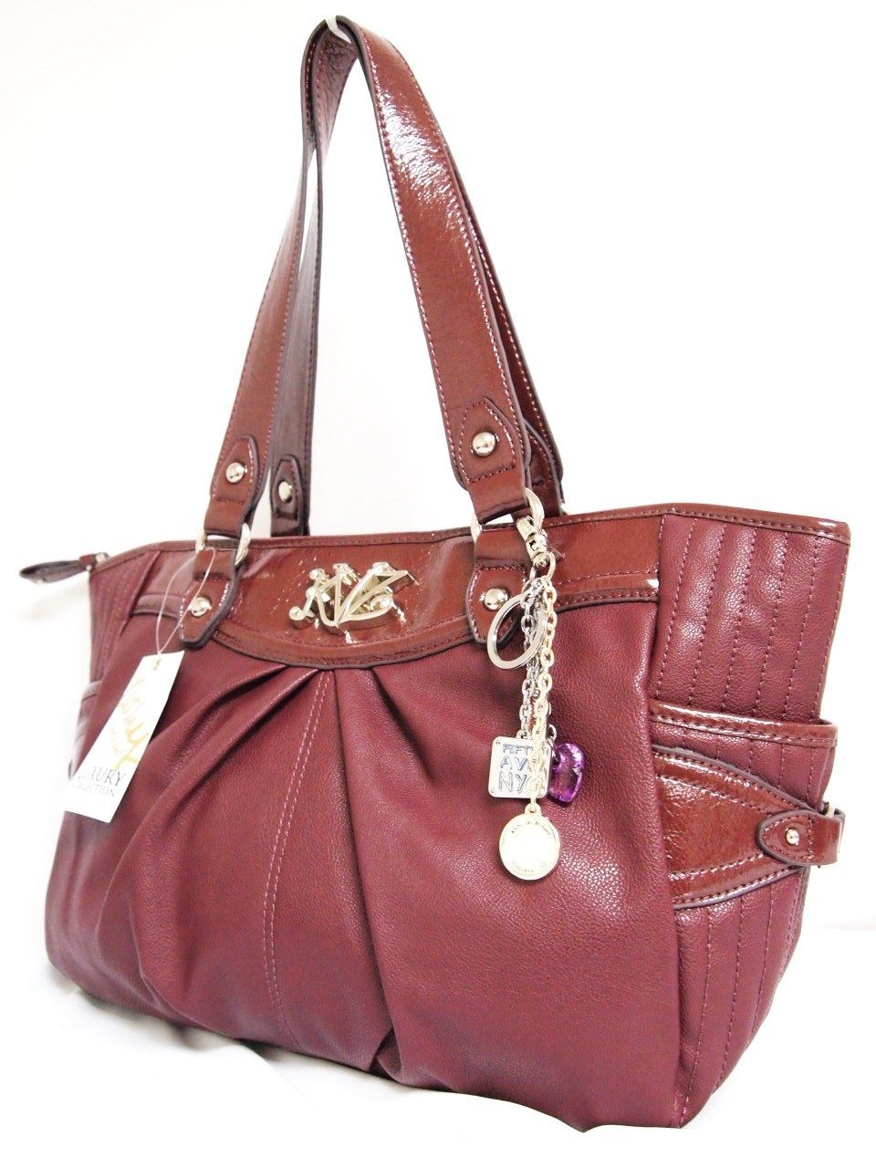 Kathy Van Zeeland Skip A Beat Shopper Handbag Maroon