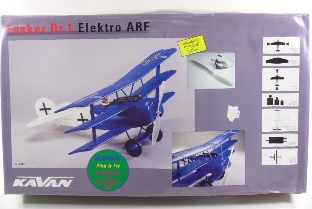 Kavan Fokker Dr 1 Elektro ARF RC Airplane Slow Fly Triplane