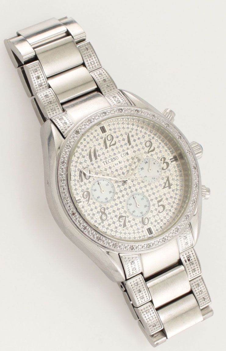 Techno com by KC Stainless Steel Diamond Wrist Watch