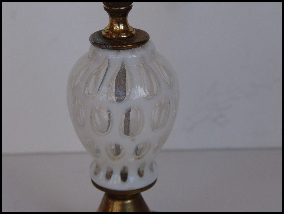 Vintage Fenton Opalescent Coin Dot Lamp Font White French Glass