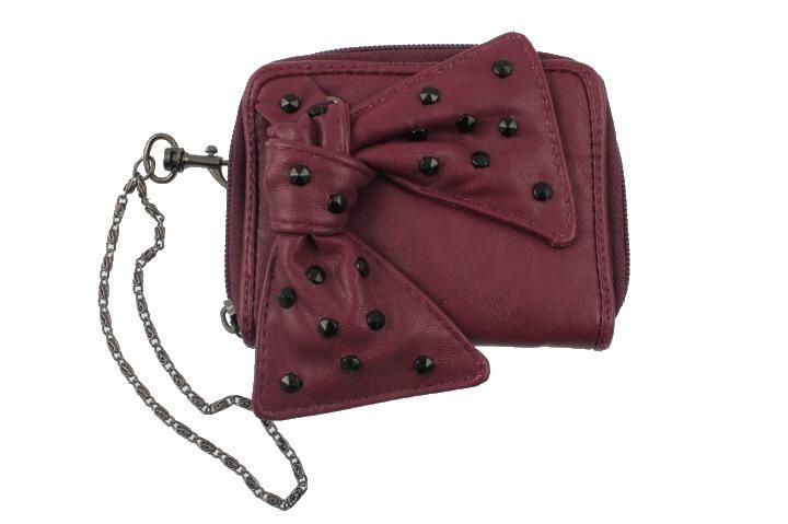 Kenneth Cole Purple Studded Bow Embellished Wristlet Zip Around Wallet