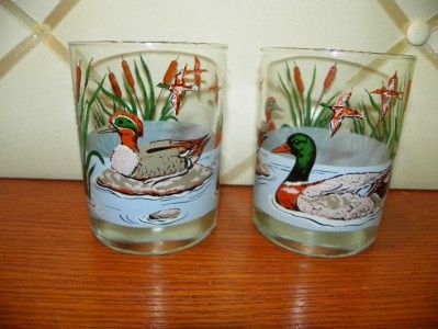 Set of 2 Georges Briard Mallard Duck Marsh Glasses