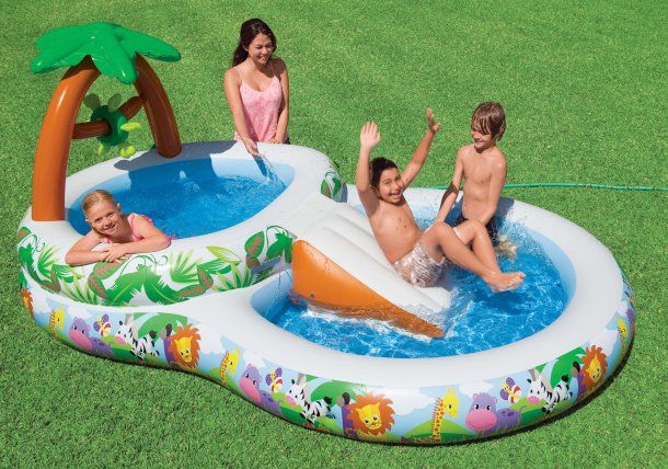 Intex Inflatable Kids Jungle Play Pool w Slide
