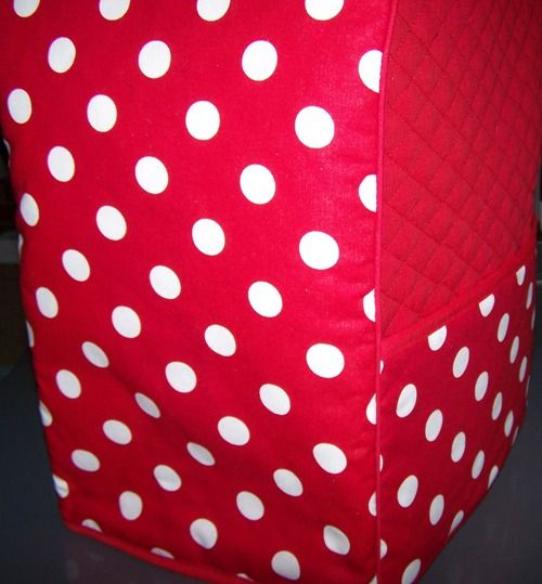 Red Polka Dot Quilted Fabric Cover for KitchenAid Mixer New