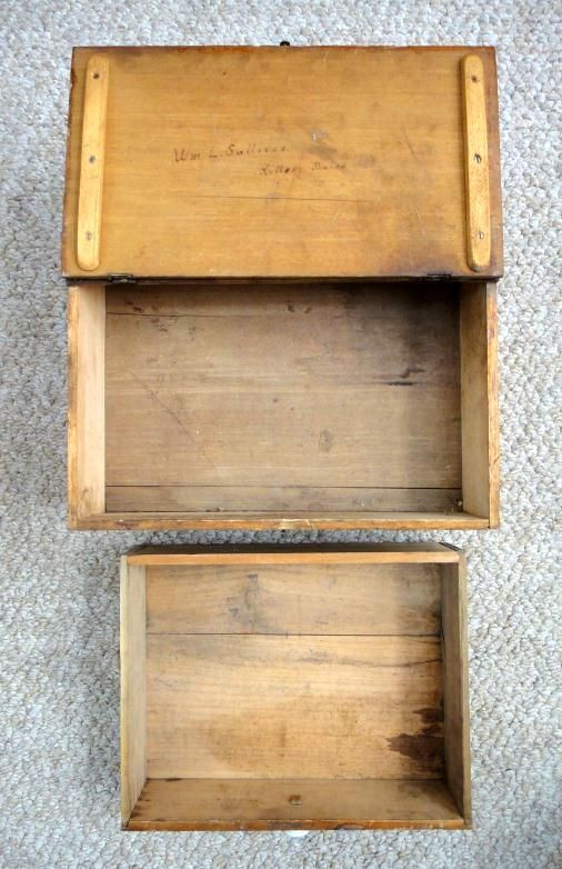 SHAKER WOOD BOX w/DRAWER signed WILLIAM L. SULLIVAN,KITTERY ME early