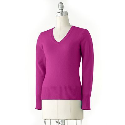 NWT Apt 9 Cashmere V Neck Stretch Sweater Super Soft 100 Cashmere