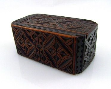 Antique Late 1600s Ornate Carved Bog Oak Jewellery Box Secret