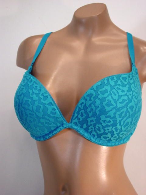 Victorias Secret Lacie Plunge Push up Bra 36C BLUE Extreme Lift