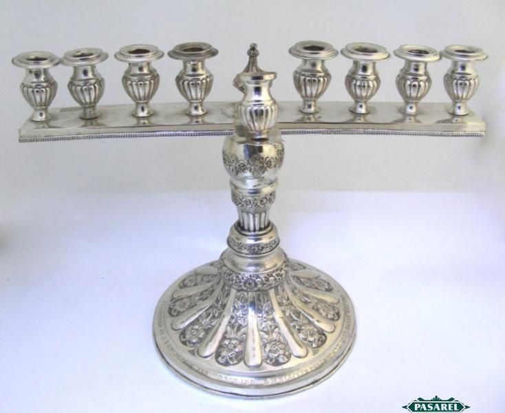 925 Silver Hanukkah Menorah Rubin Koshr London 1906