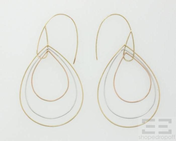 Lana Jewelry 14k White Yellow Rose Gold Teardrop Hoop Earrings New
