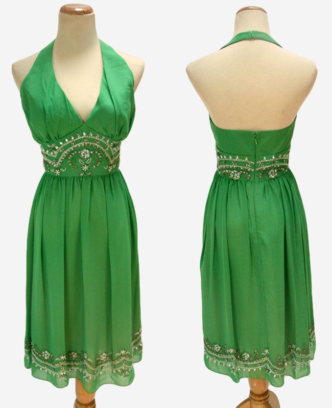 Lara Design 2915 Green $280 Halter Evening Cocktail Homecoming Dress 6