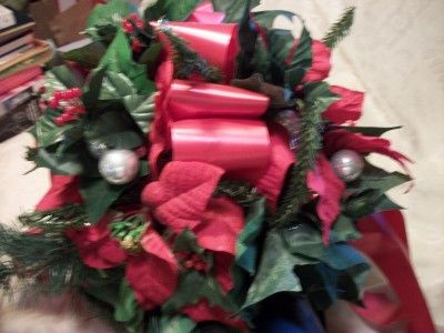 Christmas Saddle Arrangement with Poinsettias for Mailboxes Banisters