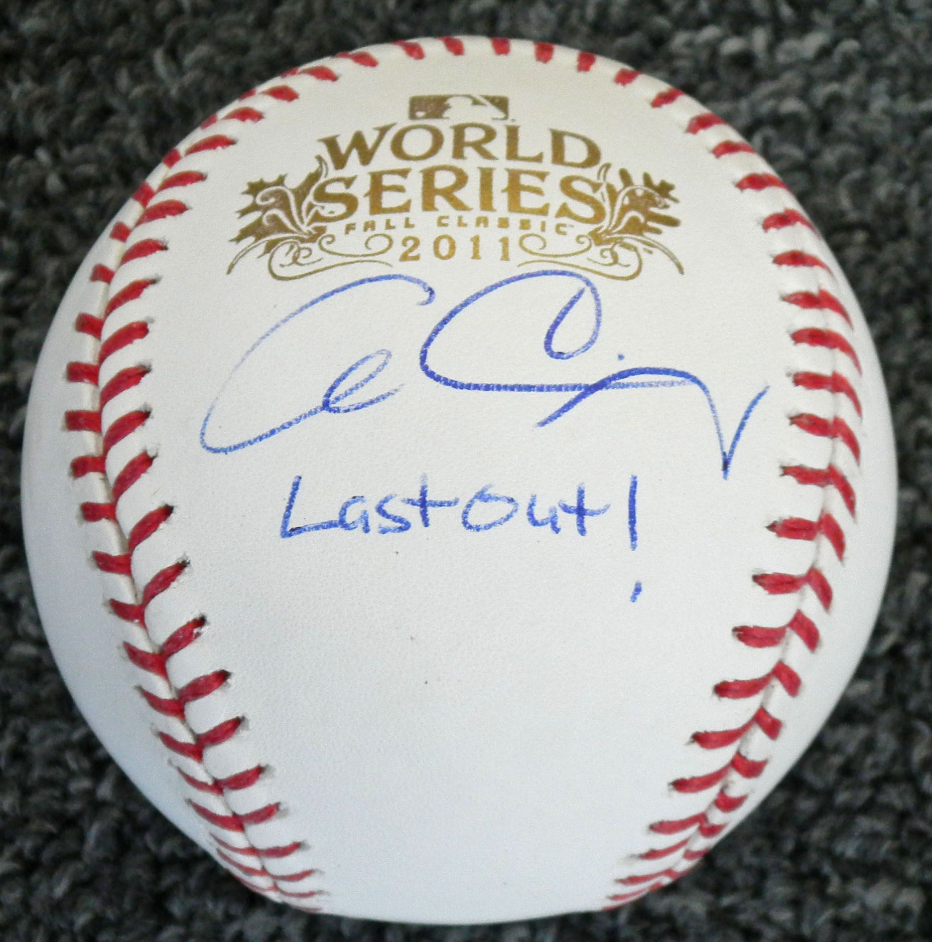 Cardinals Allen Craig Signed 2011 World Series Baseball w Last Out