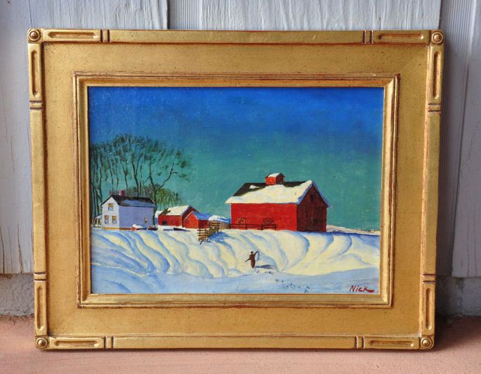 Nichols Dale w 1904 1995 Farm Landscape Oil Painting