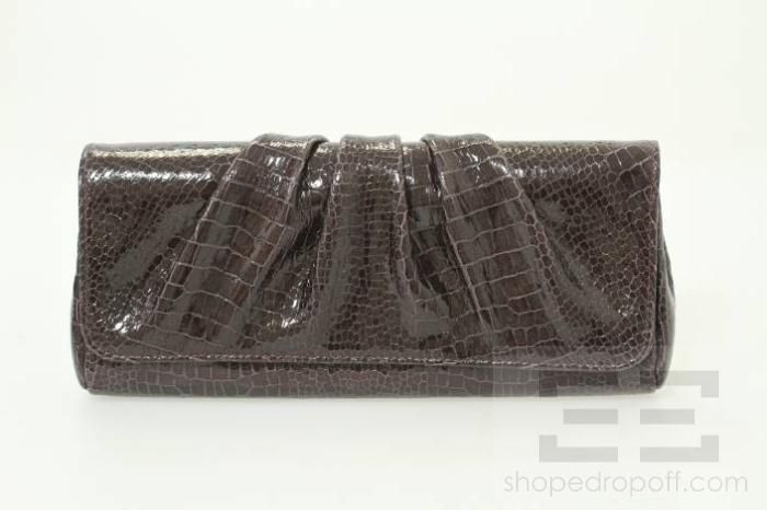 Lauren Merkin Purple Embossed Leather Caroline Clutch