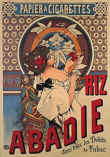 Riz Abadie Girl Smoking Cigarettes Tabaco Repro Poster