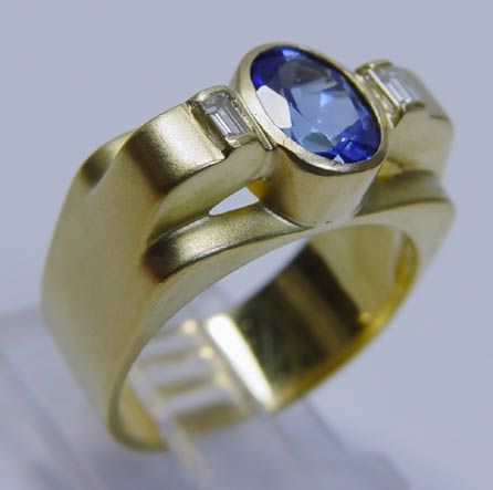 Designer Sam Lehr 18K Gold Tanzanite Diamond Ring Video Estate Signed