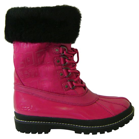 Coach Leonora Heavyweight Nylon Snow Boots Pink 7 5 New