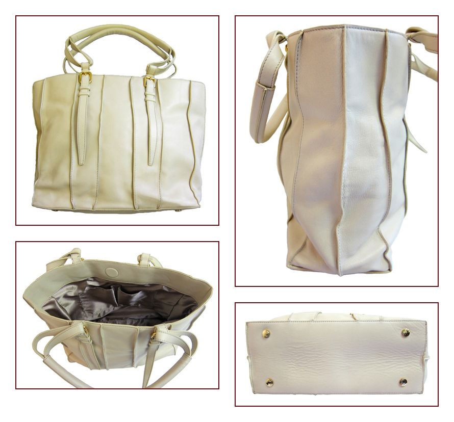 Luann de Lesseps Tusk Creme Leather Tote