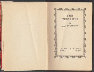 1925 THE INFORMER   LIAM OFLAHERTY 1ST/FIRST EDITION IRISH GANGSTERS