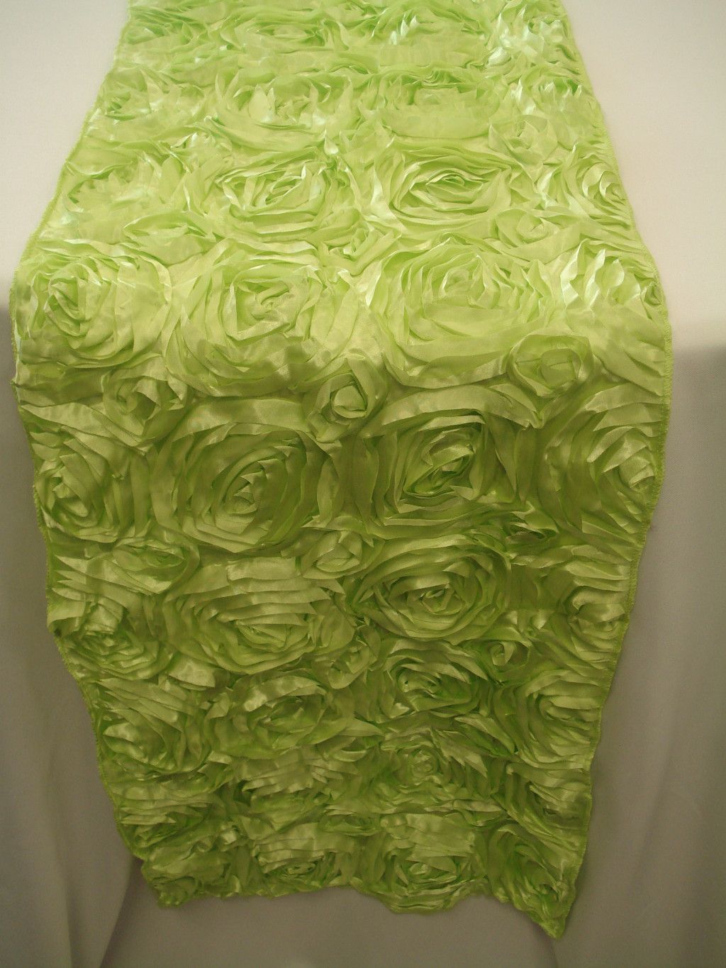 KEY LIME GREEN RIBBON ROSETTE WEDDING TABLE RUNNER 14X108 ~EXQUISITE