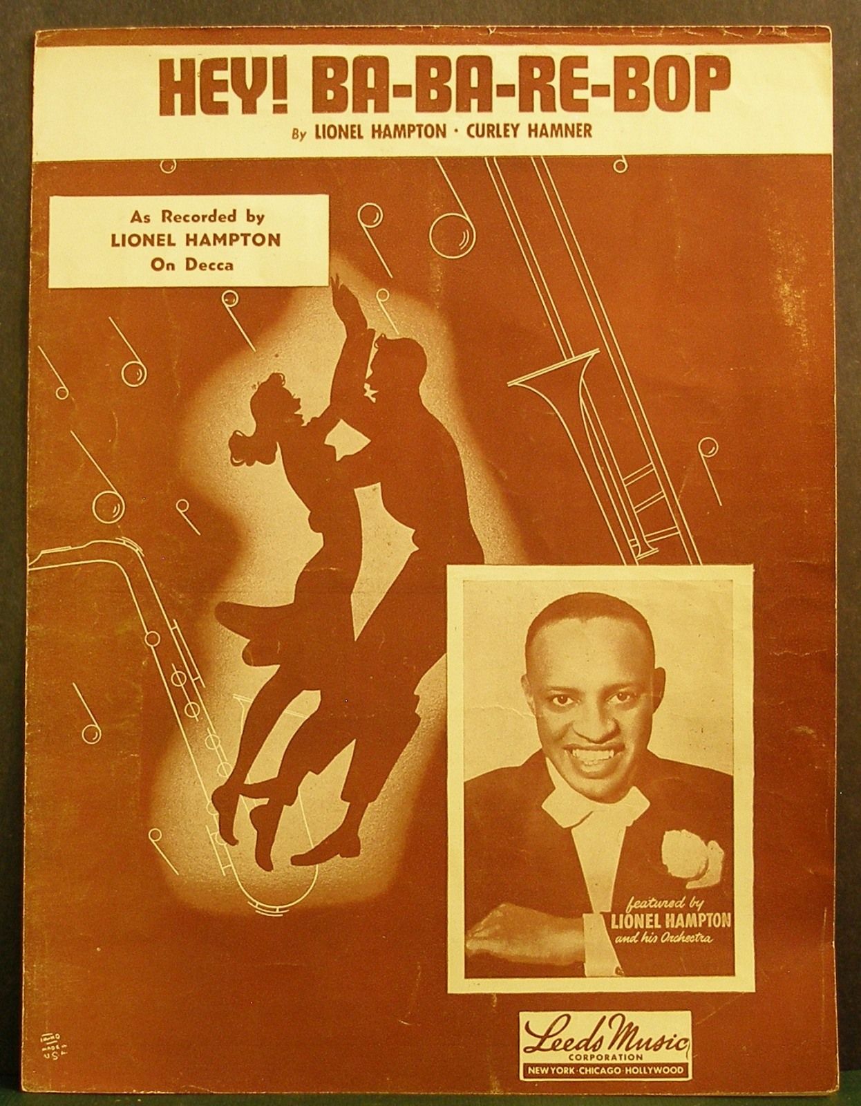 Lionel Hampton Hey Ba Ba re Bop Leeds Music Co Sheet Music 1946