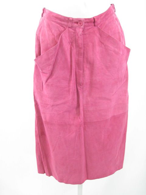 Lina Lee Pink Suede Knee Length Pencil Skirt Sz S