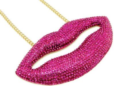 Crystel Rhinestone XL Lip Necklace Basketball Wives Jerseylicious