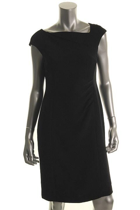 Jones New York New Shirred Princess Seam Lined Cap Sleeve Little Black