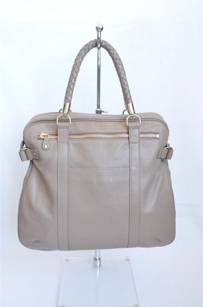 Loeffler Randall Taupe Neely Flight Leather Bag Braided Handbag Bag