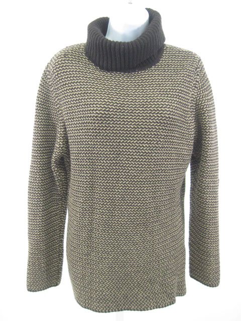 Louis Feraud Brown Tweed Wool Knit Sweater Shirt Sz 12