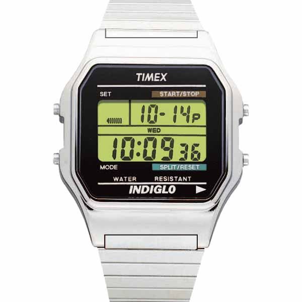 Timex Mens Digital Watch Long Band Stainless Steel Expansion Band