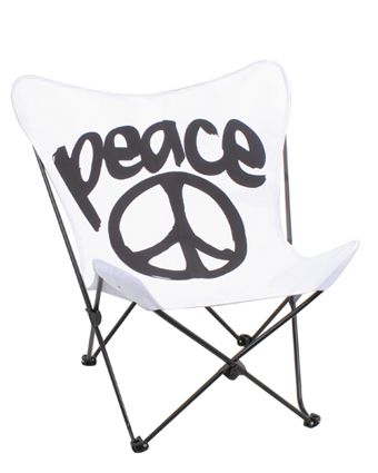 LumiSource Butterfly Chair Black White Peace 30” LX26 5” WX32” H