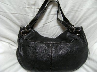 Luce Large Black Leather Hobo Slouch Carryall Tote Purse Boho