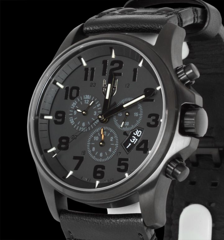 Mens Quartz Luminox Blackout Chronograph Watch 1881 Bo Black Dial