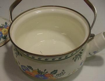 Vintage M Kamenstein Enamel Floral Tea Kettle Beautiful