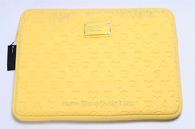 Marc Jacobs Stardust Logo Neoprene Laptop Computer Case Yellow 13