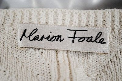 Marion Foale Cream 100 Cotton Crop Cardigan Sweater Charming Hand Knit