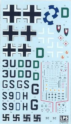 LPS Decals 1 72 Messerschmitt BF 110D Markings Stencils