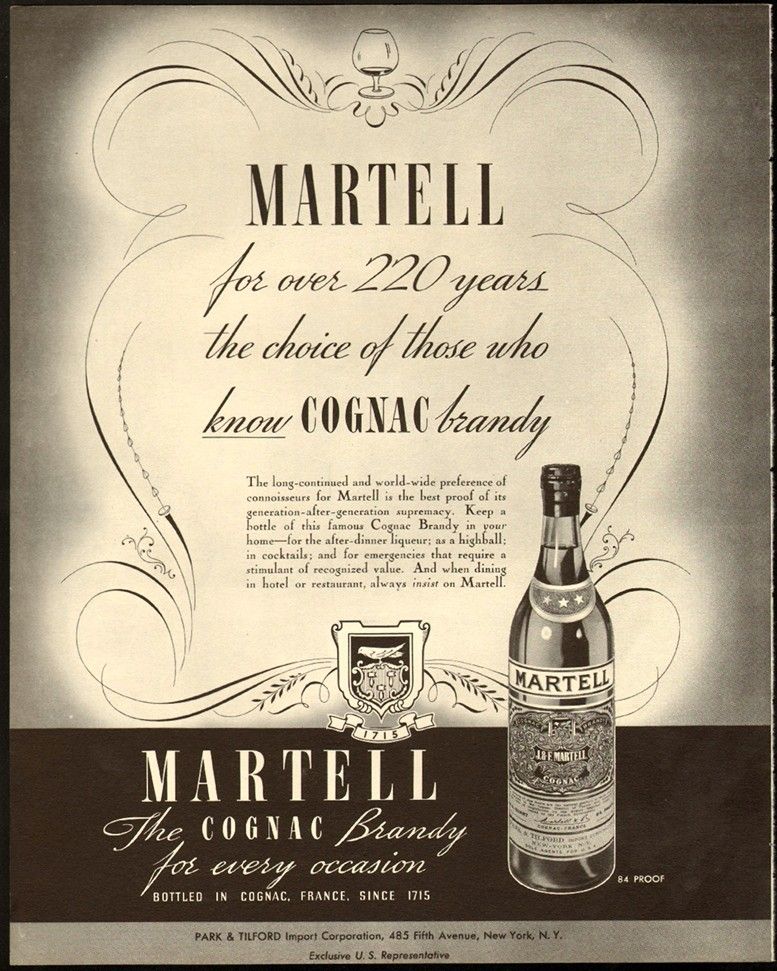 1937 Print Ad Martell Cognac Brandy Over 220 Years