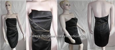 ABS Allen Schwartz Size 2 Strapless Black Dress Satin Cocktail Sexy