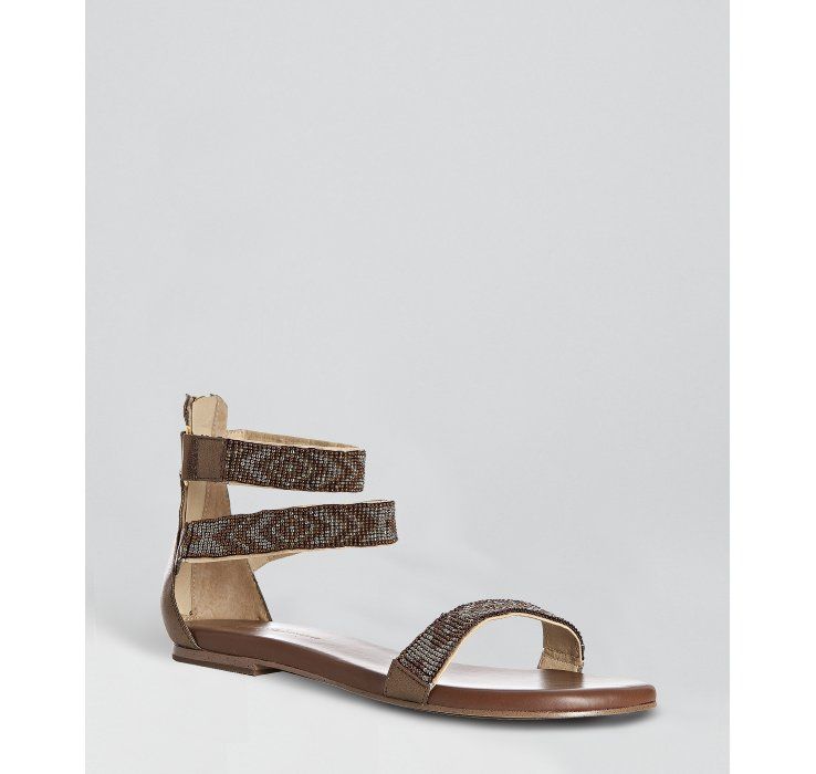 Matt Bernson Beaded Leather Aztec Sandals