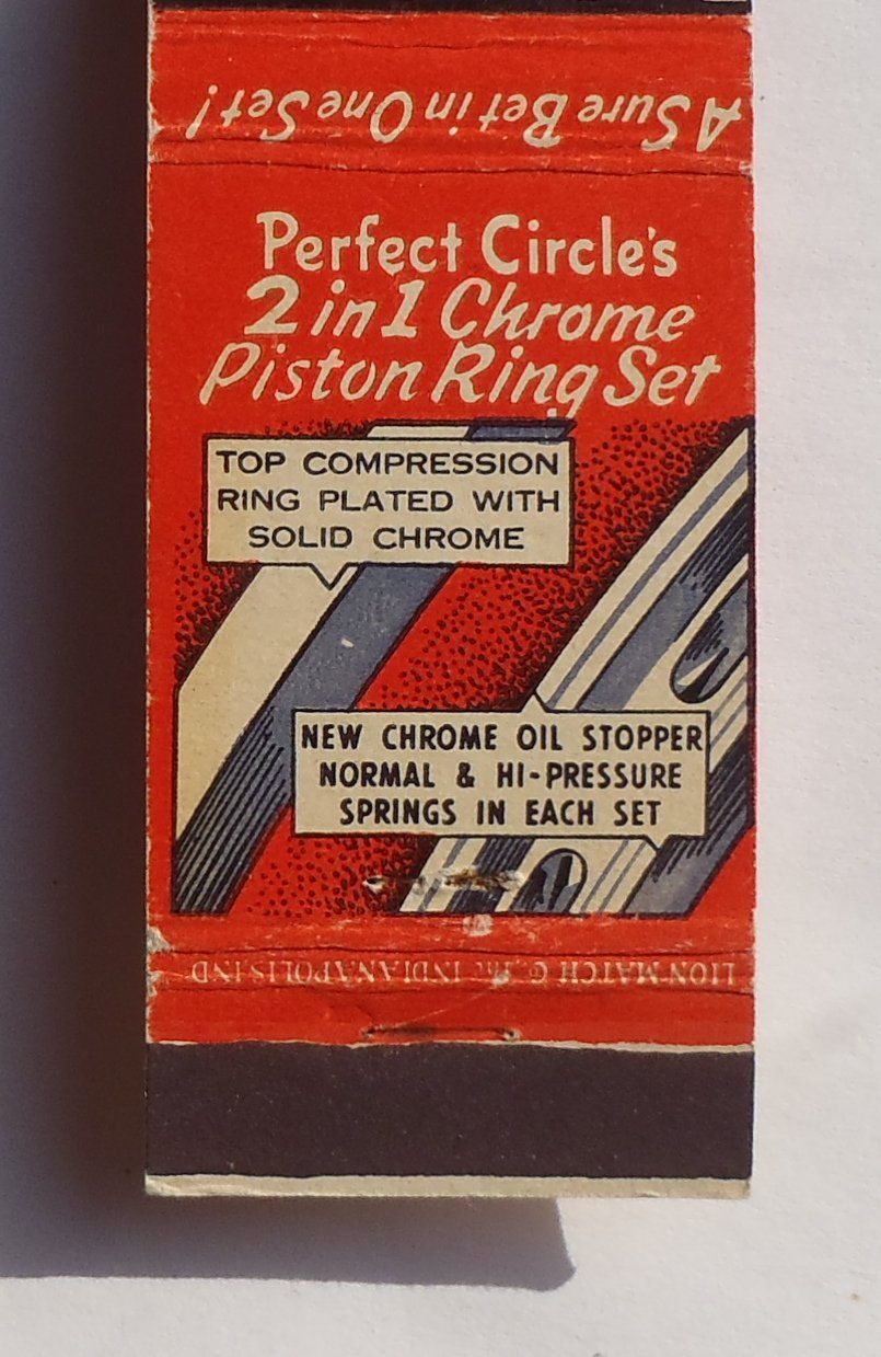 Matchbook Perfect Circle Piston Rings Sidles Co. Phone 154 McCook NE