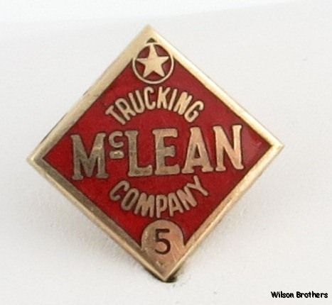 McLean Trucking Company Badge   10k Yellow Gold 5 Years of Service Red