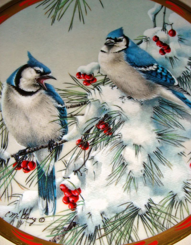 Lenox Catherine McClung Winter Bluebirds Plate BX COA